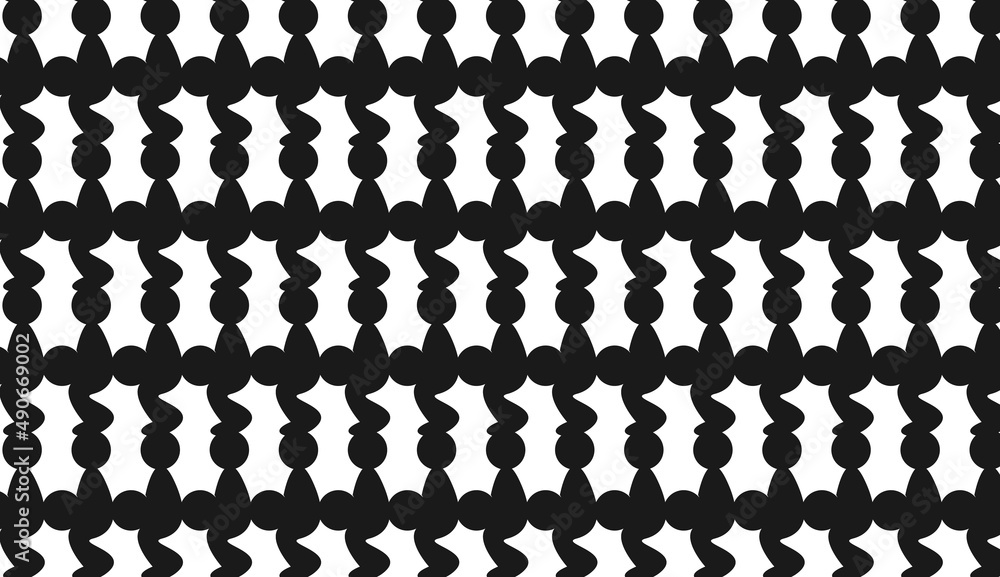 Poster seamless pattern of circles and wavy lines. modern style pattern design. black and white pattern