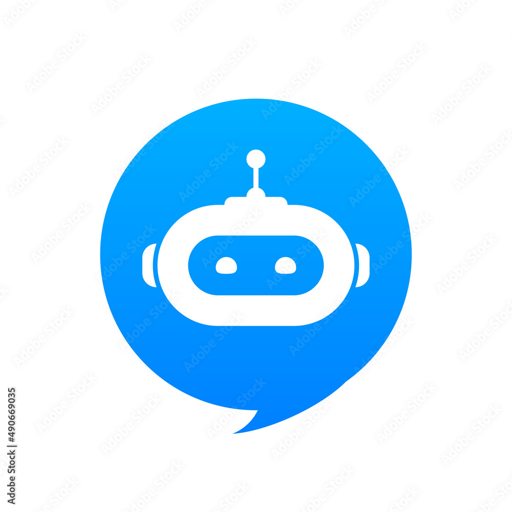 Poster chatbot icon concept, chat bot or chatterbot. robot virtual assistance of website or mobile applicat