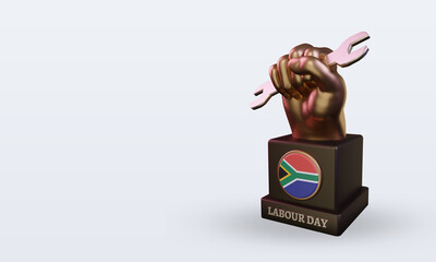 3d labour day South Africa flag rendering right view