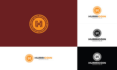 Letter H Crypto Coin Logo Template