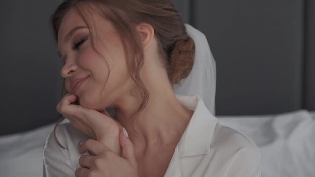 Close-up of a beautiful bride's face