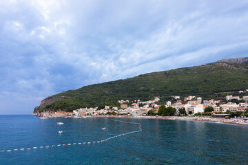 Fototapeta na wymiar Petrovac town in Montenegro. Tourist attraction and vacation destination