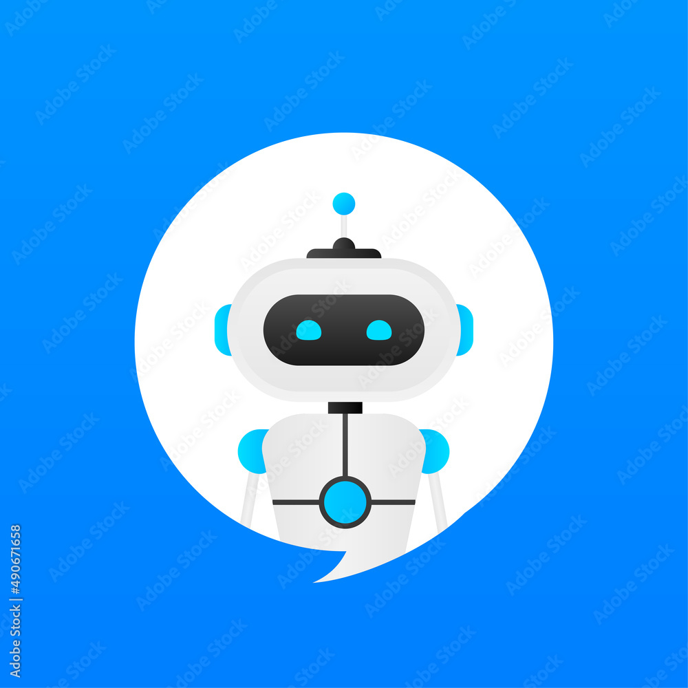 Poster chatbot icon concept, chat bot or chatterbot. robot virtual assistance of website or mobile applicat