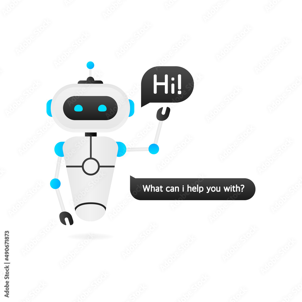 Poster chatbot icon concept, chat bot or chatterbot. robot virtual assistance of website or mobile applicat