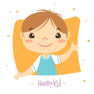 The child is a boy. A happy child. Vector illustration. Framed portrait. Character.