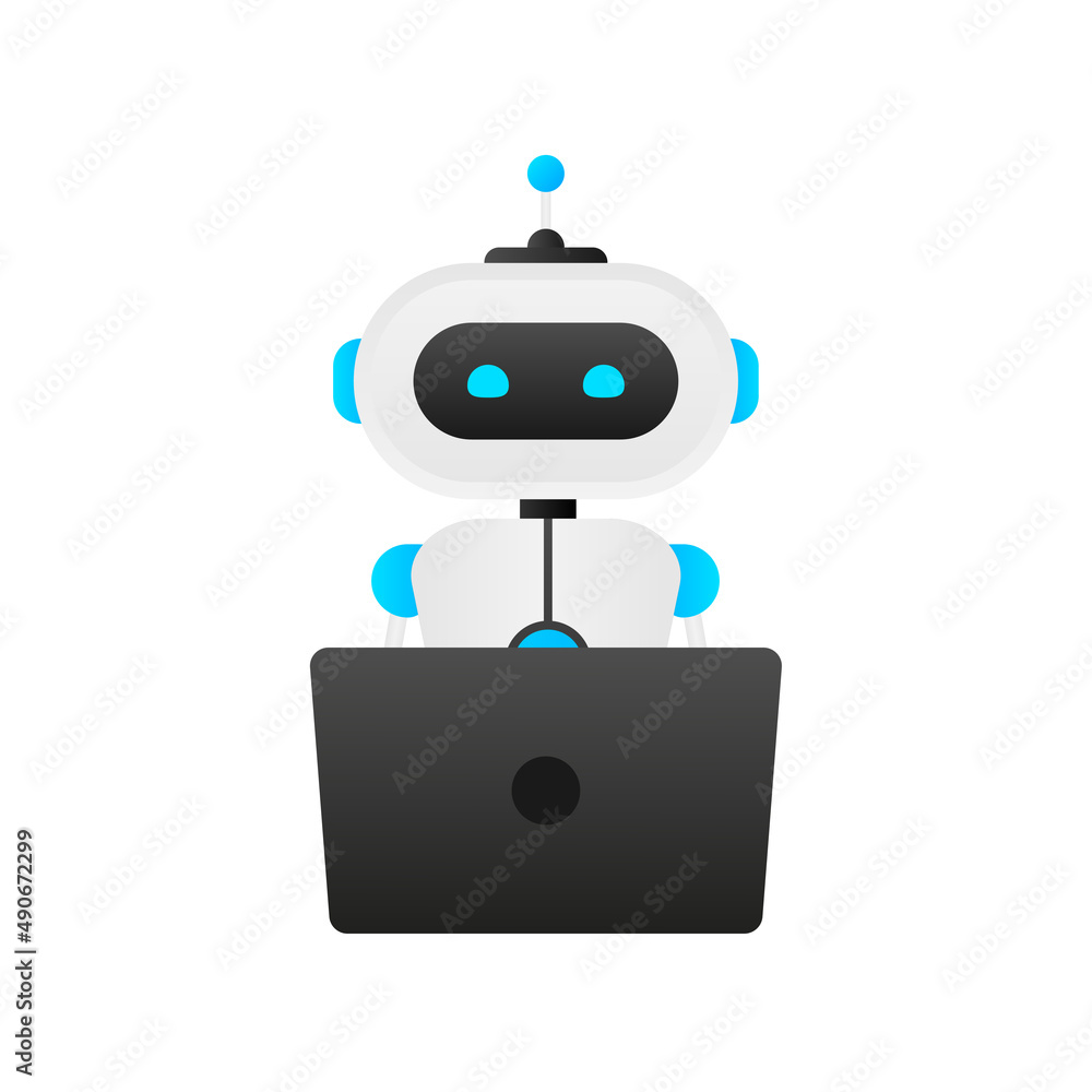 Poster chatbot icon concept, chat bot or chatterbot. robot virtual assistance of website or mobile applicat