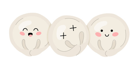 Cute cartoon dumplings. Funny characters with different emotions. Vector illustration. 