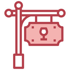 SIGNBOARD red line icon,linear,outline,graphic,illustration