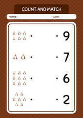 Count and match game with arabian. worksheet for preschool kids, kids activity sheet