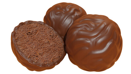 milk, dark chocolate filled truffle. 3D illustration