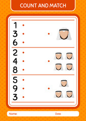 Count and match game with arabian. worksheet for preschool kids, kids activity sheet