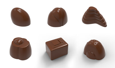 Milk chocolate molds. 3D Rendering