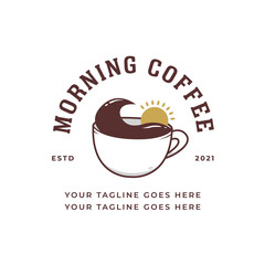 morning hot coffee cafe logo icon vector also suitable for tshirt design graphic