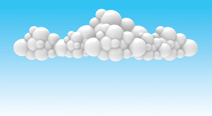 White cloud on a blue background. Minimalistic pastel image. 3D rendering