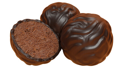 milk, dark chocolate filled truffle. 3D illustration