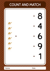 Count and match game with camel. worksheet for preschool kids, kids activity sheet