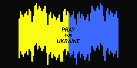 Pray for Ukraine. Ukraine flag praying concept background. Abstract yellow and blue lines vector illustration.