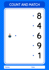 Count and match game with praying. worksheet for preschool kids, kids activity sheet