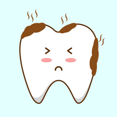 Dirty cute tooth icon vector illustration