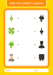 Find the correct shadows game with ramadan icon. worksheet for preschool kids, kids activity sheet