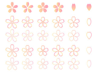 シンプルな桜のベクターイラストの装飾素材セット
