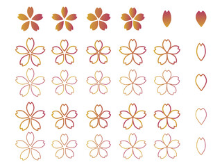 シンプルな桜のベクターイラストの装飾素材セット