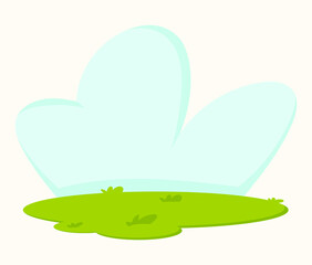 Vector cartoon landscape, blue sky and meadow with grass.