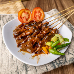 Sate Ayam madura,satays with peanut sauce, famous Indonesian typical cuisine