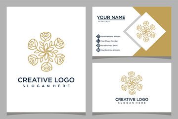 Fototapeta na wymiar minimalistic design rose logo template with business card design