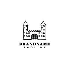 castle logo cartoon design icon template black isolated illustration