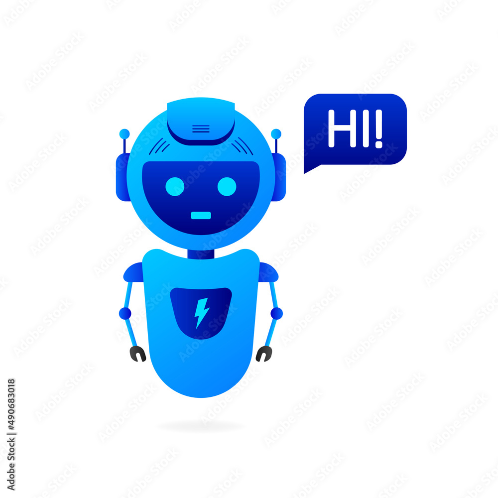 Poster chatbot icon concept, chat bot or chatterbot. robot virtual assistance of website or mobile applicat