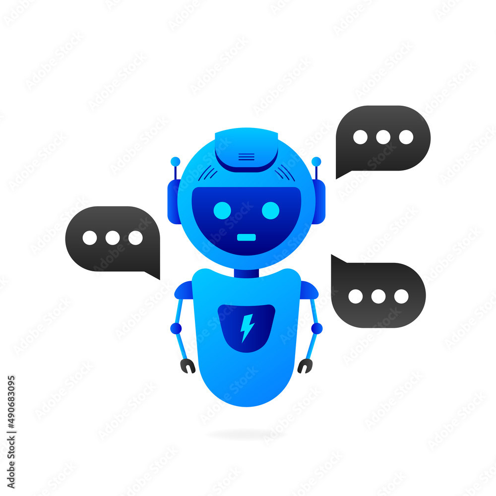 Poster chatbot icon concept, chat bot or chatterbot. robot virtual assistance of website or mobile applicat