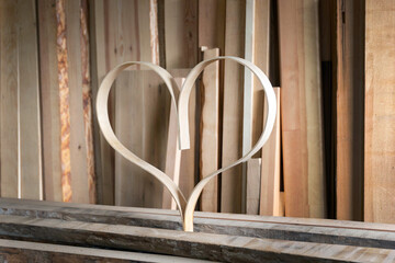 Heart made of bent wood