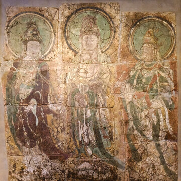 Three Bodhisattvas, Xinfang County, Hebei, 1400s, British museum, London, England, Great Britain