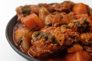 Braised Spicy Chicken on a white background