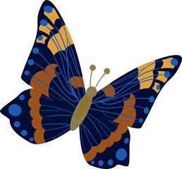 Butterfly Flying Insect with Brightly Coloured Wings and Antennae Illustration © topvectors