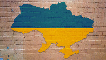 Mapa Ucrania pared de ladrillo © Daniel
