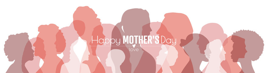 Happy Mother's Day card. Flat vector illustration.