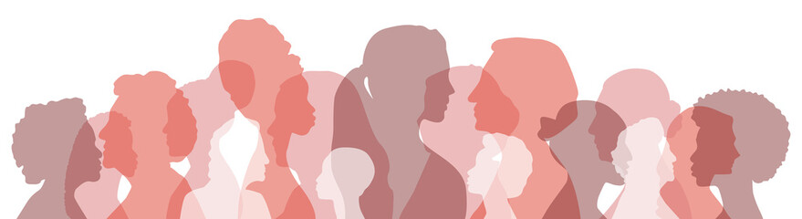 Women of different ethnicities together. Flat vector illustration.