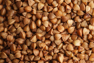 Raw buckwheat close up shot.