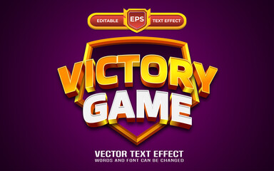 Victory game editable text effect with golden style