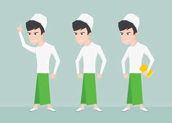 An illustration of a Moslem boy with some pose