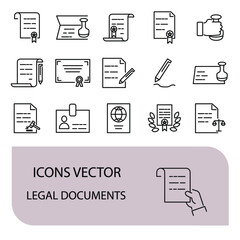 Legal Documents icons set . Legal Documents pack symbol vector elements for infographic web