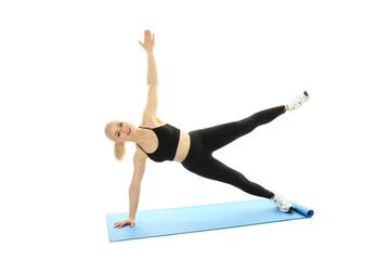 Attractive sporty woman isolated on white background