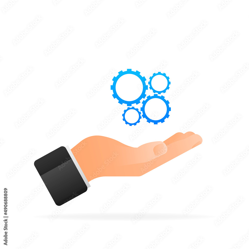 Aufkleber data update or synchronize with hand. update on laptop and smartphone.