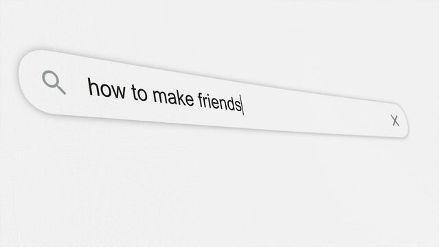 How to make friends being typed in the search bar. Web browser. Typing. Screen. Close up