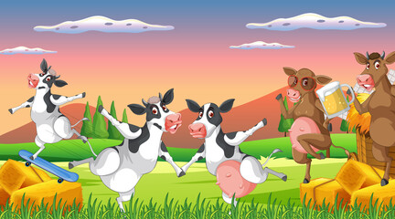 Obraz na płótnie Canvas Scene with farm animal on the farm