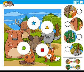 match pieces task with cartoon wild animal characters