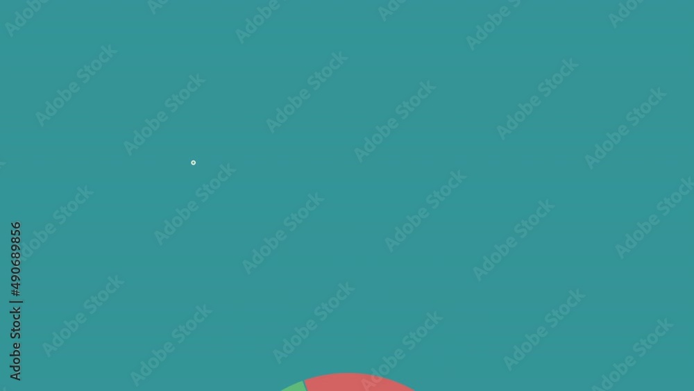 Poster colourful animated infographic elements, histogram, pie chart and dotted line bouncing in and out on