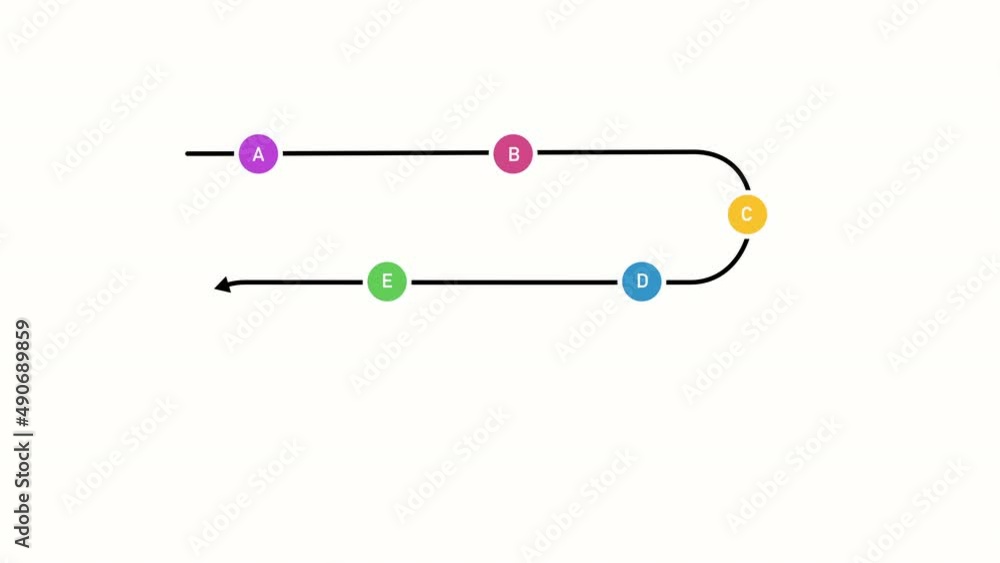 Poster animated simple curve arrow line with colourful pins. business graph showing company milestones, 4k 